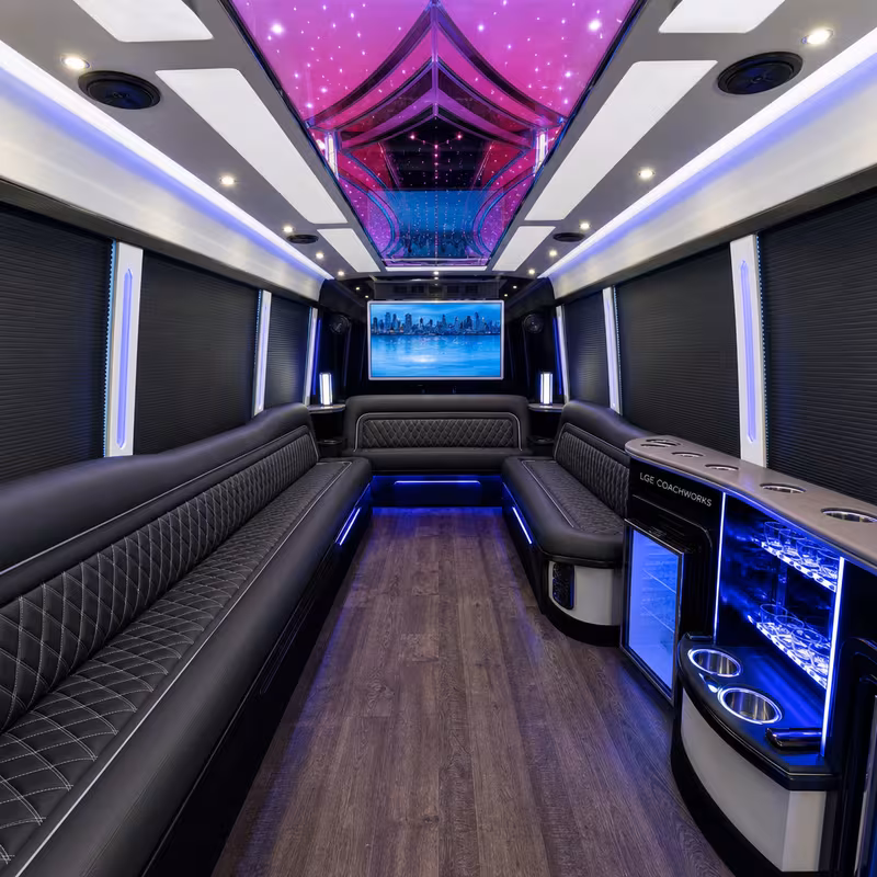 15 Passenger Party Bus Interior