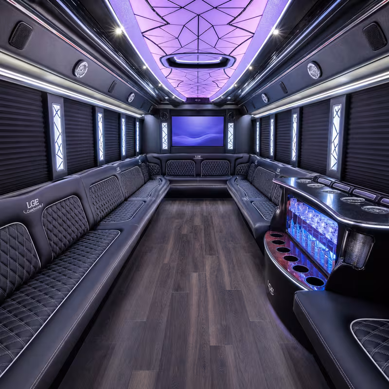 15 Passenger Party Bus Interior