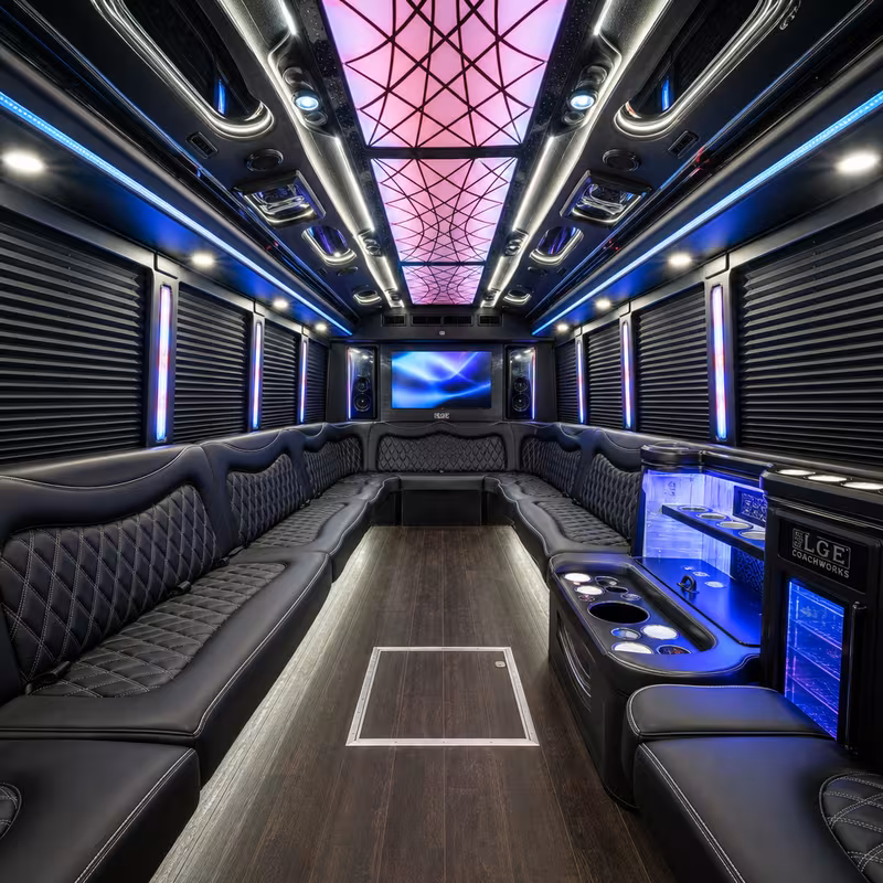 18 Passenger Party Bus Interior