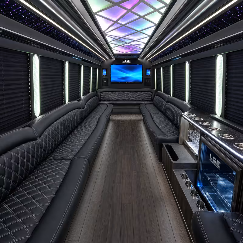 20 Passenger Party Bus Interior