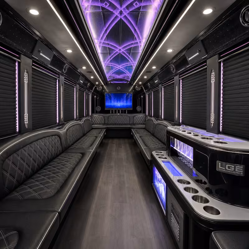 25 Passenger Party Bus Interior