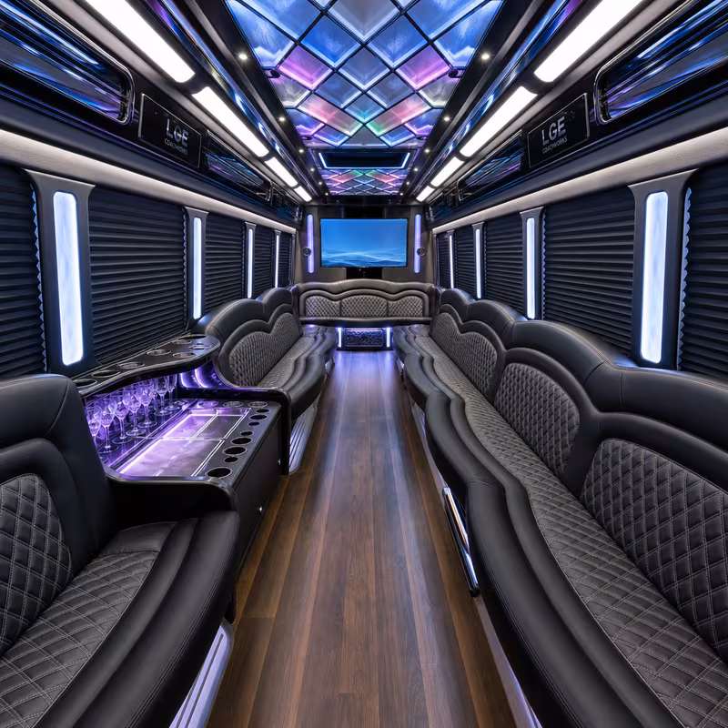 25 Passenger Party Bus Interior