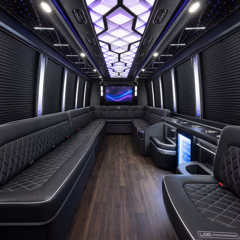 28 Passenger Party Bus Interior