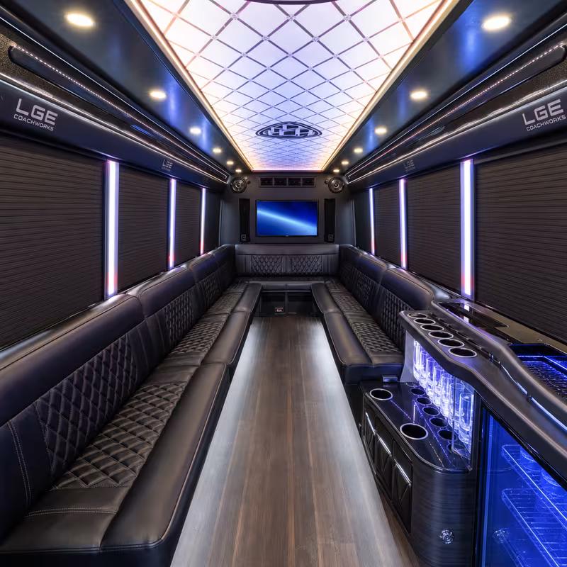 28 Passenger Party Bus Interior