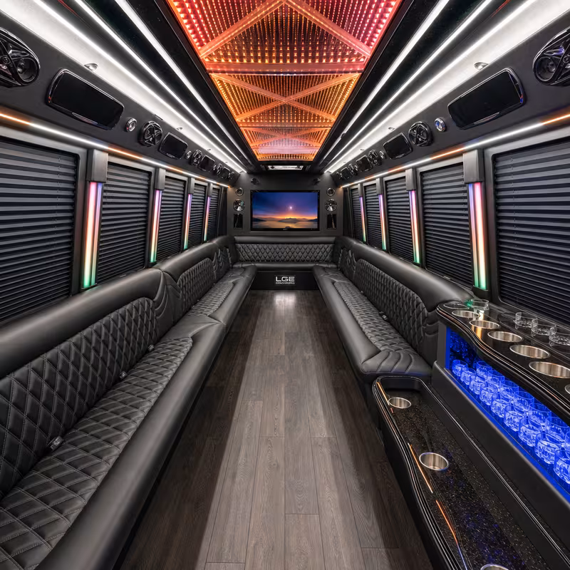50 Passenger Party Bus Interior