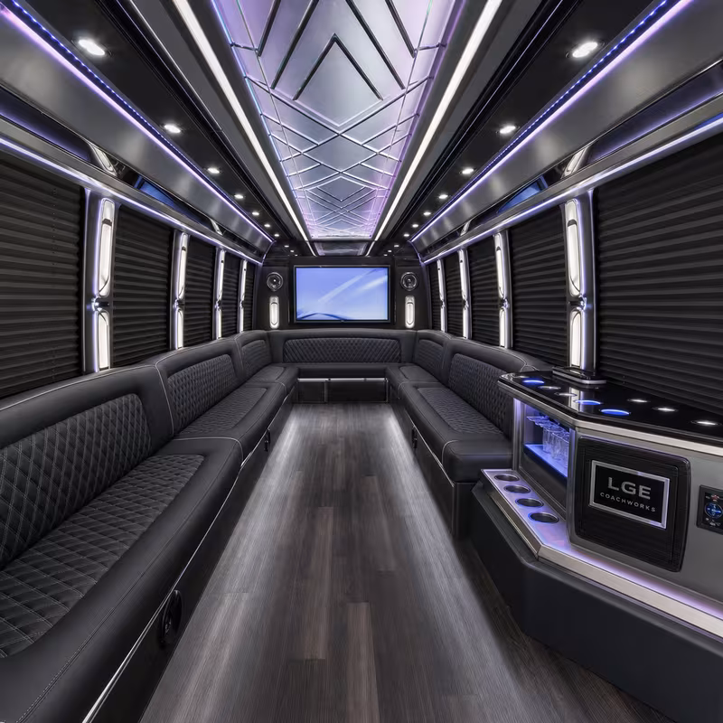 50 Passenger Party Bus Interior