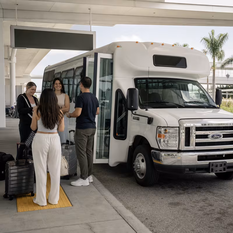 Black Mercedes Sprinter van staged for an Delray Beach Airport Transportation group