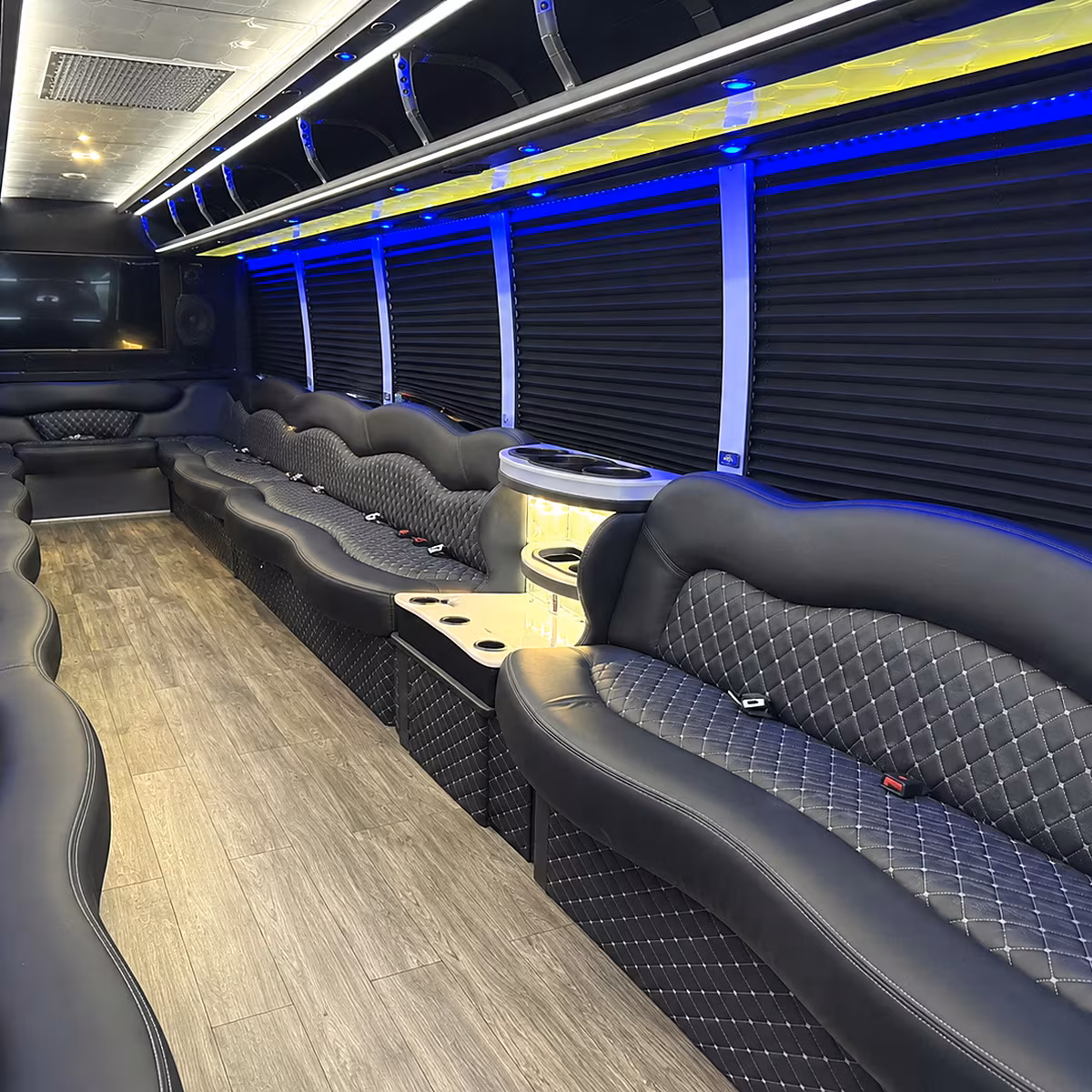Delray Beach Private Event Transportation party bus interior