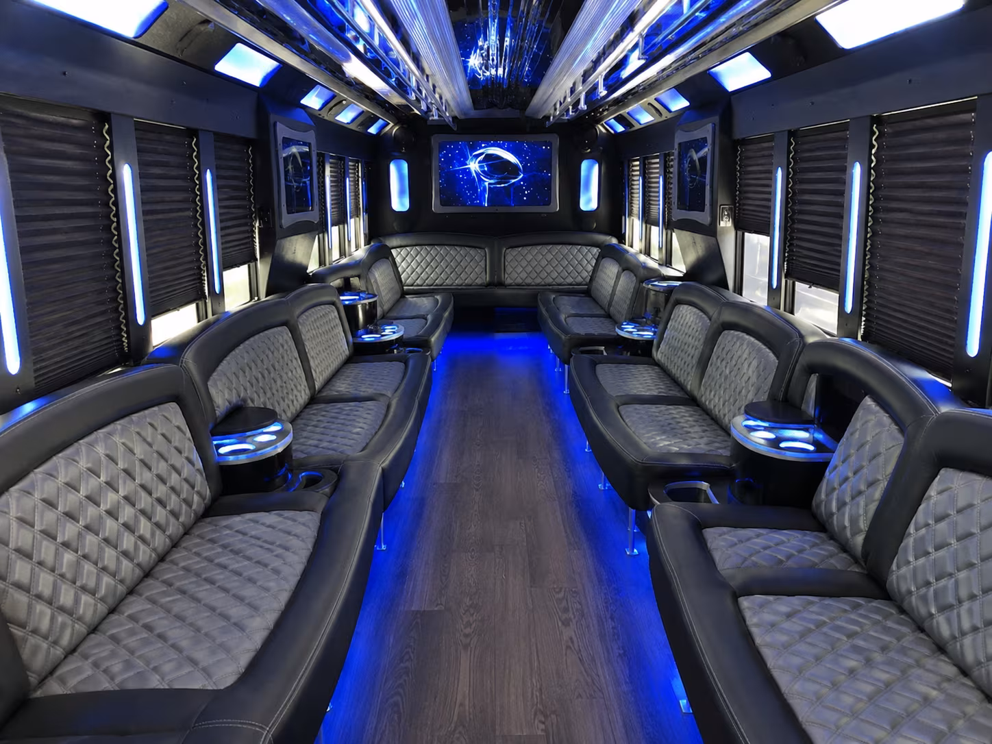 Delray Beach Private Event Transportation party bus interior