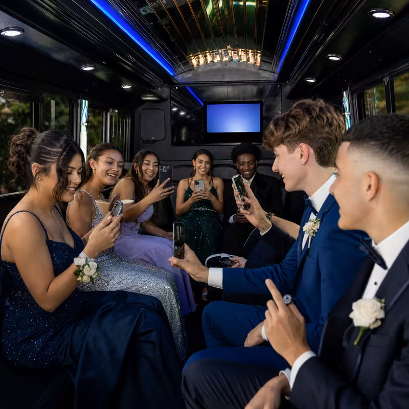 Black Mercedes Sprinter van staged for an Delray Beach Prom & Homecoming Transportation group