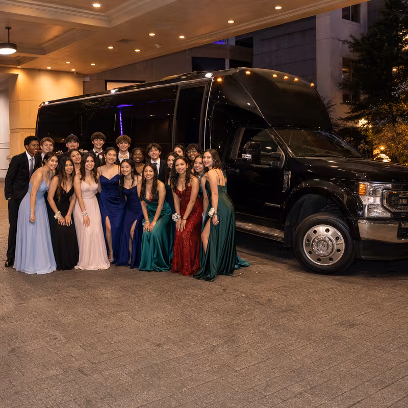 Party bus interior with wraparound leather seating and LED lighting in Delray Beach