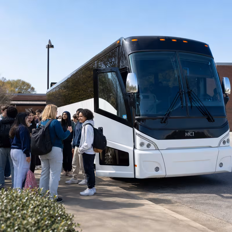 Black Mercedes Sprinter van staged for an Delray Beach School Transportation group